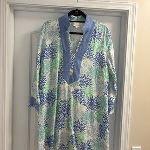 Sail to Sable Blue, Mint & White Floral Shift Dress